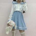 Long-sleeve Mini A-line Dress As Shown In Figure - One Size