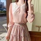 Pointy Lace-collar Chiffon Blouse