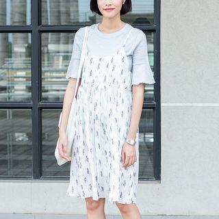 Patterned Chiffon Spaghetti Strap Dress