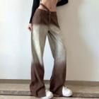 Gradient Slit-hem Wide Leg Jeans