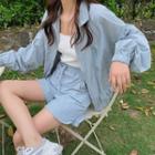 Set : Long-sleeve Plain Jacket + Shorts