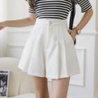 Plain High-waist Accordion Pleat Skort