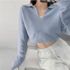 Collared Loose-fit V-neck Sweater In 6 Colors