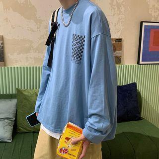 Long Sleeve Chest Print Oversized T-shirt