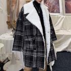 Plaid Fleece-lined Buttoned Coat