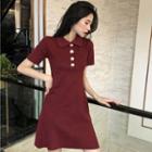 Short-sleeve Mini Knit Polo Dress