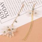 Flower Acrylic Asymmetrical Dangle Earring 1 Pair - Hook Earrings - White Flowers - Gold - One Size