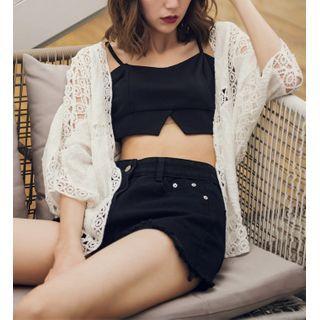 Eyelet Lace Cardigan White - One Size