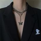 Butterfly Pendant Double-layer Chain Necklace As Shown In Figure - One Size