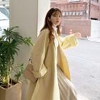 Raglan-sleeve Wool Blend Handmade Coat Yellow - One Size