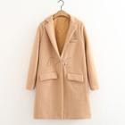 Plain Embroidered Lapel Wool Coat