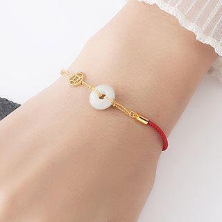 Gemstone Red String Bracelet Jade & Red & Gold - One Size