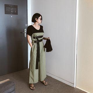 Belted-detail Wide-leg Jumpsuit