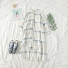 Check Loose-fit Dip-back Shirtdress Shirt + Shawl - One Size