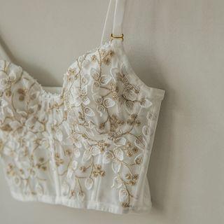 Floral Embroidered Cropped Camisole / Panties / Set