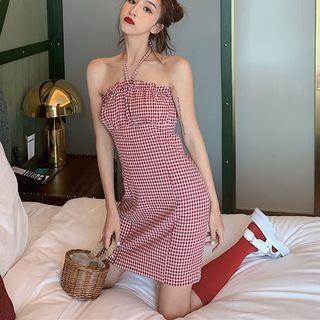 Gingham Halter Mini Dress