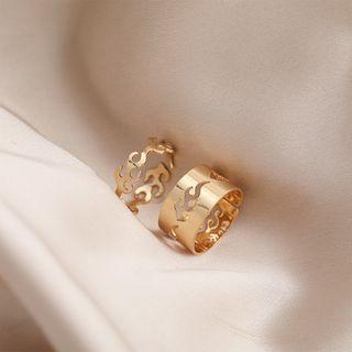 Set Of 2: Flame Alloy Ring (various Designs) Set Of 2 - 54230 - Gold - One Size