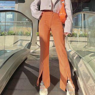 High-waist Boot-cut Slit Pants