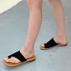 Toe-loop Suedette Slide Sandals