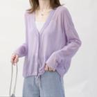 Drawstring-hem V-neck Knit Cardigan