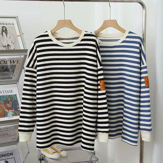 Long Sleeve Round Neck Stripe T-shirt