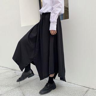 Plain Asymmetrical Wide Leg Pants