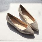 Mesh-overlay Glittered Flats