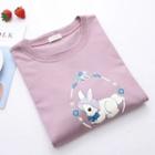 Rabbit Printed Short-sleeve T-shirt As Shown In Figure - One Size