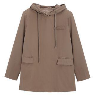 Blazer-style Loose-fit Long Hoodie Coffee - One Size