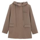 Blazer-style Loose-fit Long Hoodie Coffee - One Size
