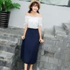 Off-shoulder Mock Two-piece A-line Dress