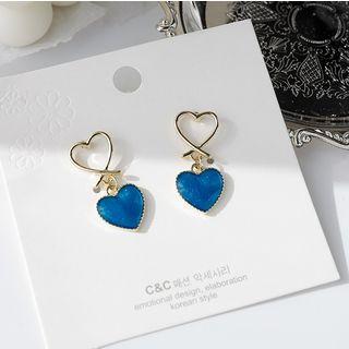Glaze Heart Dangle Earring Gold - One Size