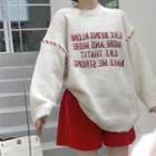 Round-neck Lettering Embroidered Long-sleeve Sweater