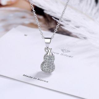 Rhinestone Pendant Necklace Pendent & Chain - Silver - One Size