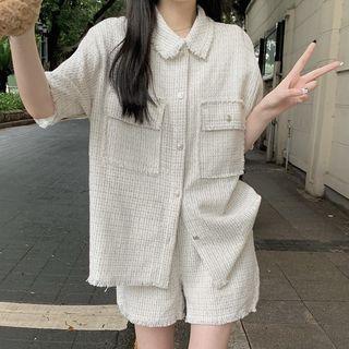 Short-sleeve Tweed Shirt / Shorts