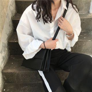 Balloon-sleeve Plain Shirt