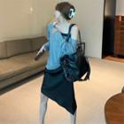 One-shoulder T-shirt / Spaghetti Strap Sheath Dress