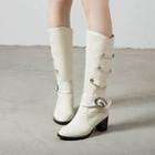 Buckled Block-heel Tall Boots