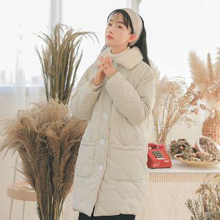 Fleece Panel Buttoned Padded Coat