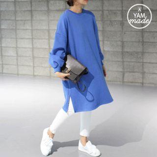 Balloon-sleeve Pullover Dress