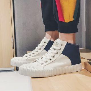 Two-tone High-top Canvas Sneakers