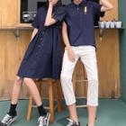 Couple Matching Polo Shirt / Mini A-line Dress / Cropped Pants