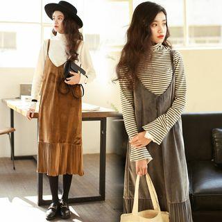 Accordion Panel Spaghetti Strap Dress