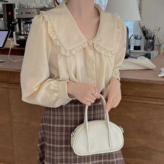 Frilled-collar Pleated Blouse