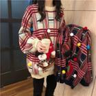 Snowman Oversized Plaid Sweater