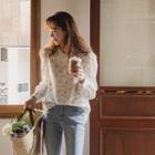 Asymmetric-collar Floral Blouse