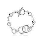 Fashion Geometric Round Bracelet Silver - One Size