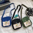 Embroidered Planet Colour Block Canvas Crossbody Bag