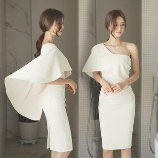Plain One Shoulder Cocktail Dress