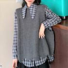 Plaid Shirt / Frayed Sweater Vest